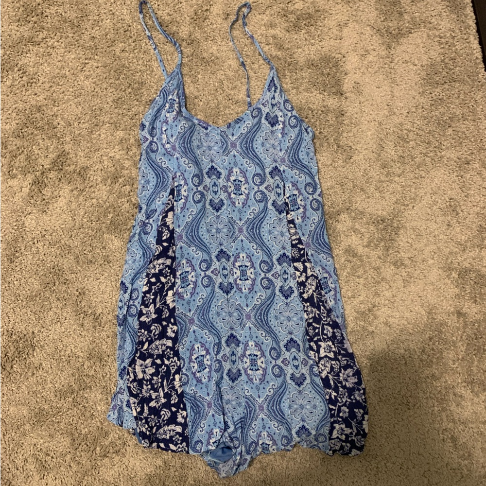 Blue patterned romper